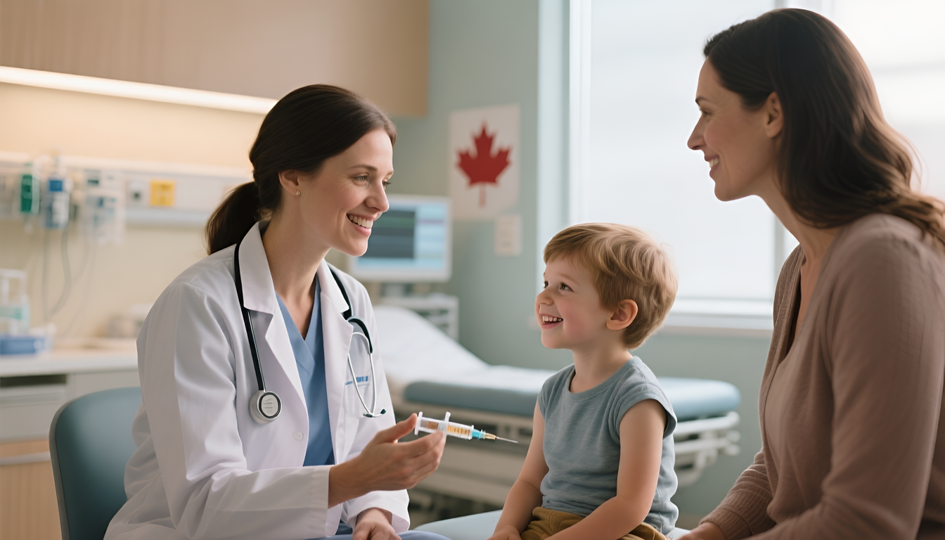 Child receiving routine vaccination